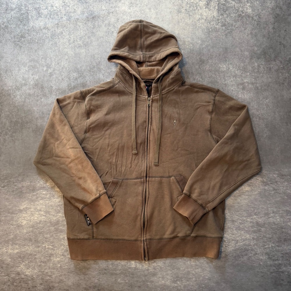 SCOTTeVEST TEC Travel Hoodie Mens Medium Brown 21 Hidden Pockets Full Zip Fleece